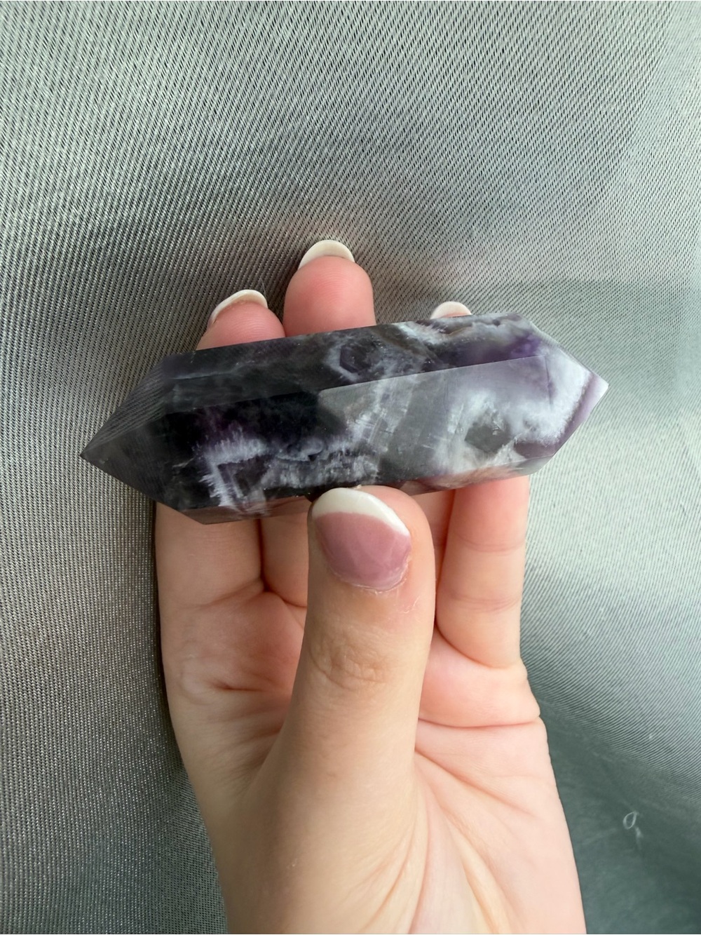 Natural Purple Chevron Amethyst Double-Terminated Crystal Point